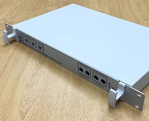 Versamet 19-inch housing with machined and printed front panel.